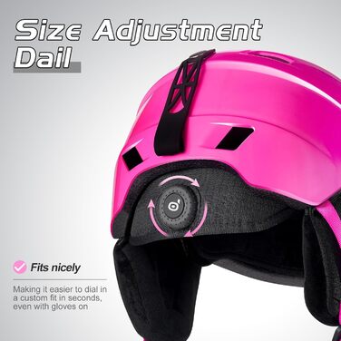 Шолом та маска для гірськолижного спорту Odoland: комплект для жінок та чоловіків, захист UV 400, стійкість до вітру, градієнт рожевого кольору, розмір M (55-59 см)