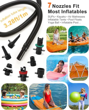 Насос електричний для SUP Mojimdo 20 PSI з підсвіткою, акумуляторний, 5 режимів, для сапборду, каяка, надувного човна та матрацу