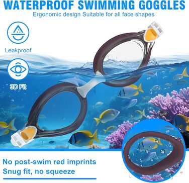 Маска для плавання Schwibrille унісекс, антизапітніюча, водонепроникна, з UV-захистом для жінок та чоловіків (M, PLYL)