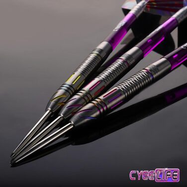 Професійний набір дротиків CyeeLife з вольфраму, сталевий наконечник, 3 стрижні, 9 оперень, точилка