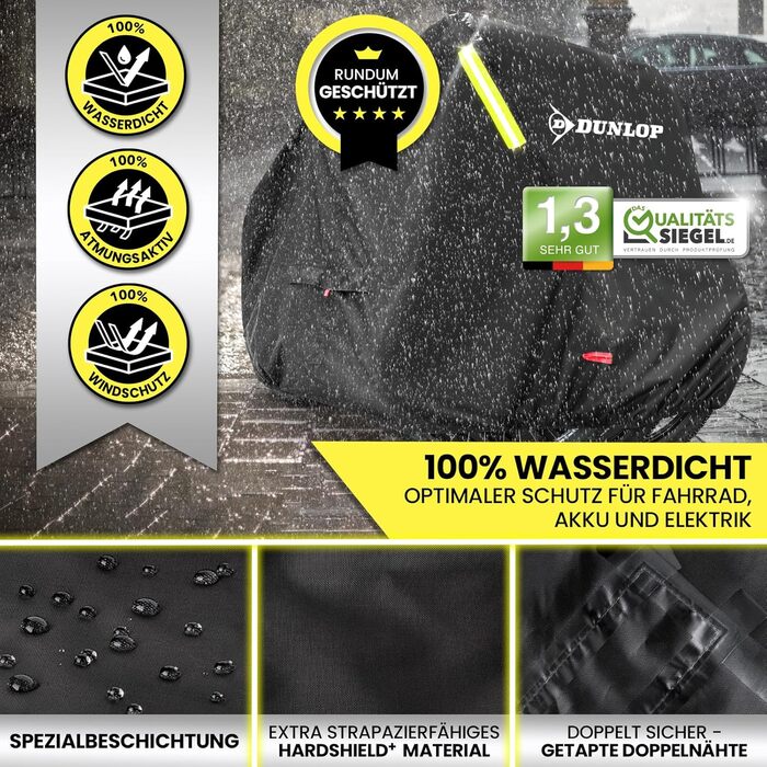 Dunlop чохол для велосипедів на 3 велосипеди XL, водонепроникний, антикорозійний, з чохлом для транспортування, доступом до акумулятора і отворами для замка, 200x120x120 см