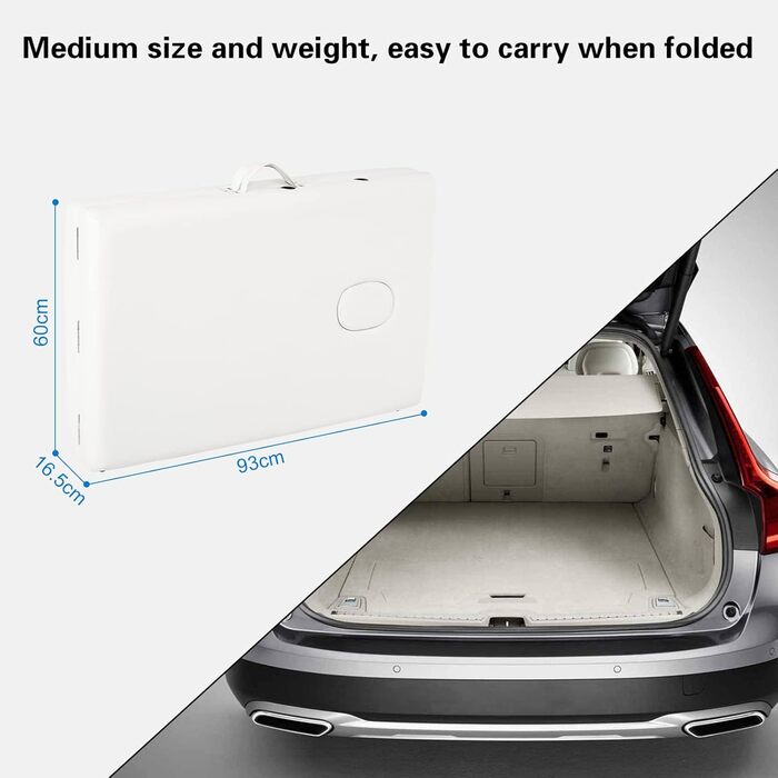 Масажне ліжко Mondeer з 2 зонами, регульована висота, складане, з дерева, для салону краси, з підголовником та підлокітниками (біле)