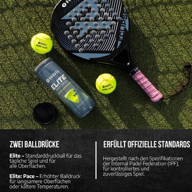 М'ячі для падел-тенісу Raquex Elite – Доза 6 шт. – 2 швидкості – Elite Pace Padel Pro для швидкої гри