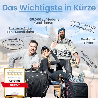 Чохол для лижних черевиків Otaro з відділенням для шолома | Сумка для лиж, шолома та аксесуарів | Водонепроникний, міцний, 57L | Сірий