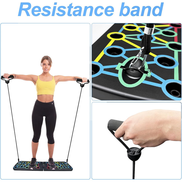 Лежанка для віджимань складана з еластичними тросами для тренувань м'язів та фітнесу