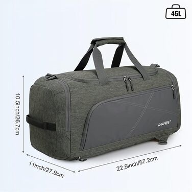 Спортивна сумка для подорожей G4Free 45-60Л, велика дорожня сумка для жінок та чоловіків, світло-сіра