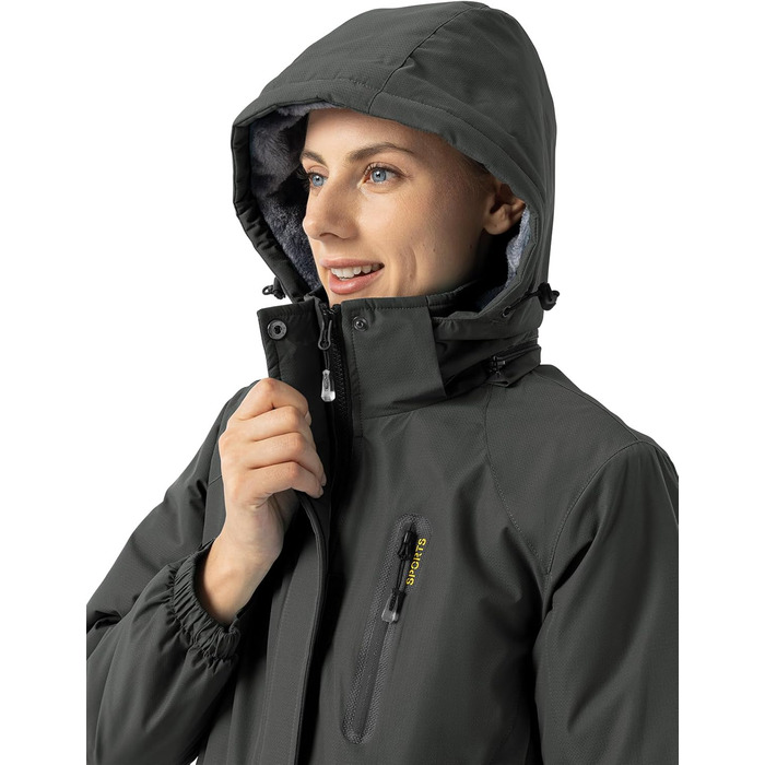Зимова куртка Daen Outdoor: вітронепроникна, водонепроникна Softshell з флісовою підкладкою, для катання на лижах, функціональна, з капюшоном (M, темно-сірий)