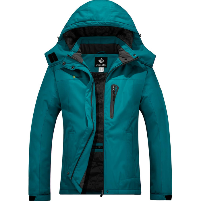 Жіноча лижна куртка GEMYSE: водонепроникна, вітронепроникна, з флісовою підкладкою, для активного відпочинку, колір: блакитний