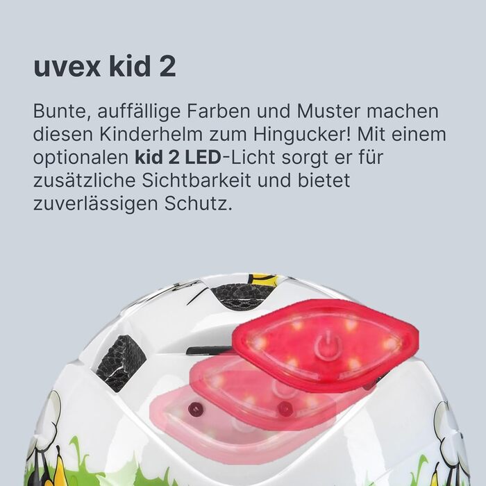 Дитячий велосипедний шолом uvex Kid 2 cc, легкий, регульований, з можливістю встановлення LED-світла