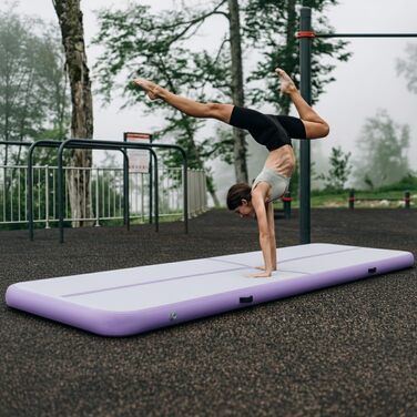 Гімнастичний килимок надувний Air Turn Track 3/4/5/6м, фіолетовий. Килимок для гімнастики, йоги, кемпінгу, тренувань вдома та на вулиці. Нековзний, водонепроникний.