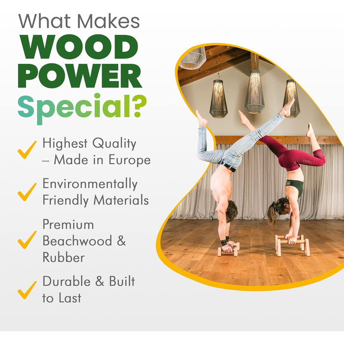 Дерев'яні бруси WOODPOWER PowerBars для віджимань, йоги та каллістеніки, нековзкі, для приміщення і вулиці, захист суглобів, комплект XS+XL