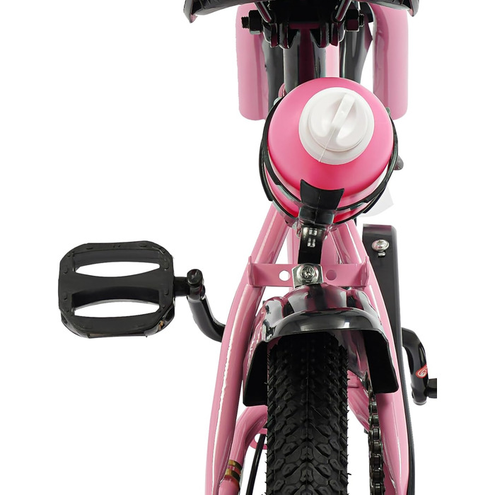 Дитяче велосипед 12 дюймів з регульованою висотою сідла, для дітей 2-5 років. Тренувальний велосипед з додатковими колесами, кошиком та пляшкою. Підходить для дівчаток та хлопчиків (Рожевий)