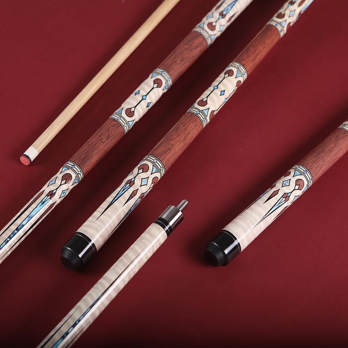 Більярдний кий Pool Queue Stick з акації, 147.3 см, комплект 2 шт, білий (винно-червоний)