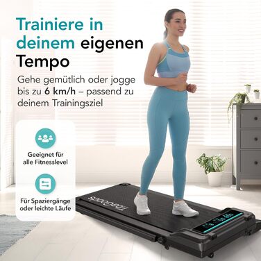 Біговий тренажер TiBa для дому - Walking Pad з нахилом [3 рівня, до 6%] - біговий килимок [макс. 100 кг, макс. 6 км/год] - ідеально підходить для столу, офісу або вітальні [125x55 см]