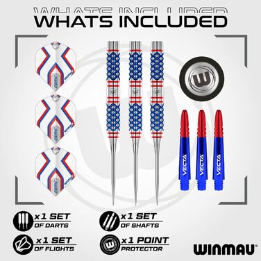 Професійний набір дротиків WINMAU Epix 90% вольфрам, з мішенями та стрижнями, для дартсу, ваги: 18г (м'який наконечник), 22г і 24г (сталевий наконечник)