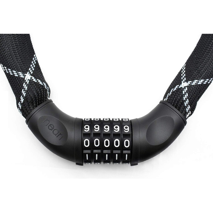 Замок для велосипеда Nean з кодовим замком, висока безпека, міцна тканинна обгортка, 6 x 6 x 900 мм, чорний