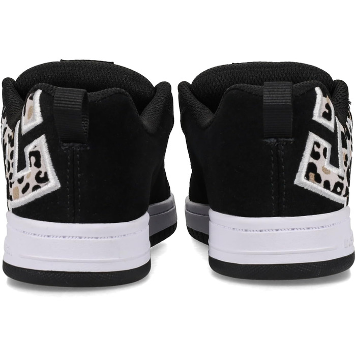 DC Shoes кросівки Court Graffik для жінок, білий, рожевий, блакитний (36 EU), чорний дизайн з леопардовим принтом