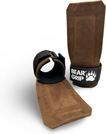 BEAR GRIP – багатофункціональні шкіряні ремені для важкої атлетики, коричневі, міцна вага, для тренувань