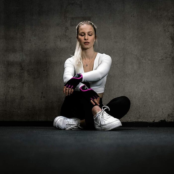 Фитнес рукавички для тренувань BIOMORPH для жінок та чоловіків | Рукавички для силових тренувань, бодібілдингу, кросфіту, рожеві, розмір S (17,5-19,5 см)