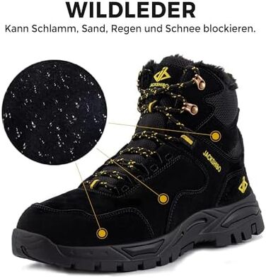 Черевики зимові JackShibo для чоловіків та жінок. Теплі, водонепроникні, антиковзаючі, для хайкінгу та трекінгу. Зимові черевики на 44 EU, чорні