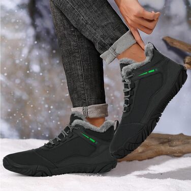 Черевики для трейлраннінгу Ruyi Barfußschuhe Winter Warm - теплий зимовий варіант для жінок та чоловіків, водонепроникні, з неслизькою підошвою та широкою передньою частиною (W09 Темно-сірий, 44 EU)