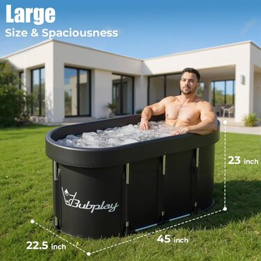 Електричне крижане ведро для занурення XL - 105 галонів (130 галонів) з кришкою для спортсменів та дорослих, чорне