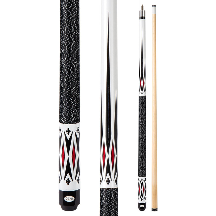Більярдний кий Pool Cue 20 Oz з наконечником 13mm, чорний або білий, з дерева (1/2 Maple)