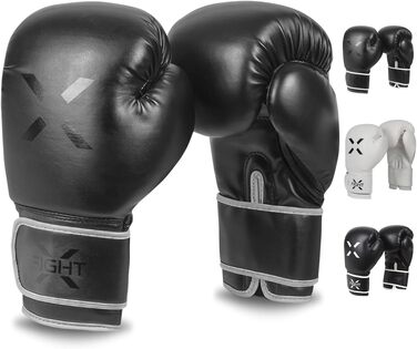 FightX Боксерські рукавички для MMA, тренувань і спарингів, легкі та важкі, для чоловіків і жінок, чорні