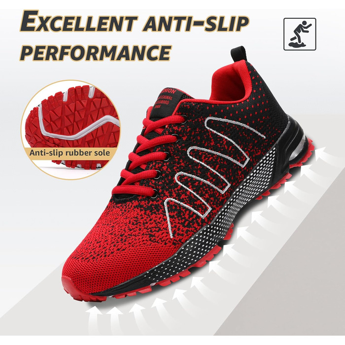 Чоловічі кросівки ASHION для бігу та занять спорту. Дихаючі, легкі, червоні, розмір 42 EU