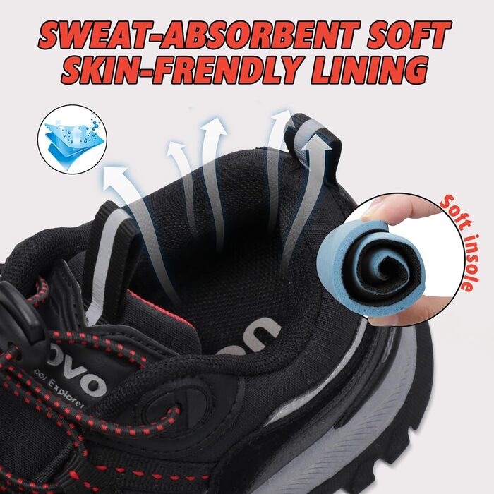 Дитячі трекінгові кросівки UOVO, водонепроникні, для бігу та трейлраннінгу, чорні, розмір 38 EU