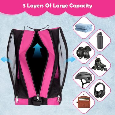 Сумка для роликів та ковзанів для дітей, рожева. З регульованим ремінцем. Підходить для роликів, ковзанів та хокею.