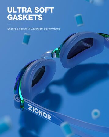 Плавальні окуляри ZIONOR G8 для чоловіків і жінок, антифог, UV-захист, дзеркальна/прозора лінза, синьо-золоті