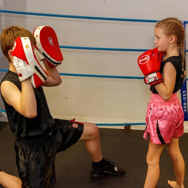 Дитячі боксерські рукавички Farabi 4 oz для боксу, ММА, муай-тай, кікбоксингу, спарингу, тренувань. Розмір 4 oz, червоні. Для дітей 5-10 років