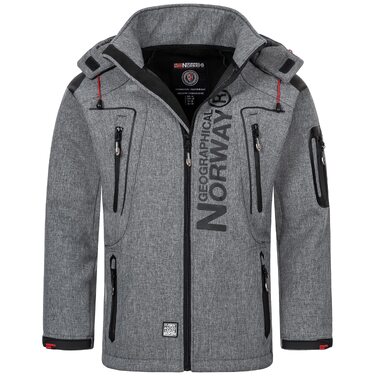 Чоловіча куртка Softshell Geographical Norway Outdoor — водовідштовхуюча функціональна куртка в комплекті з шапкою Beanie urbandreamz, колір Blended Grey TN, розмір S