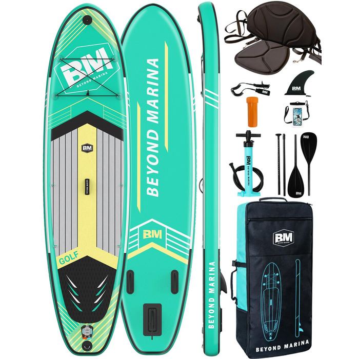 BEYOND MARINA Sup Board: Надувний сапборд для плавання, 320x81x15 см, зелений, з веслом, насосом та рюкзаком