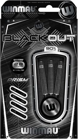 Дротики WINMAU Blackout Profi з вольфраму, сталева вістря, з оперенням і хвостовиками для дартсу
