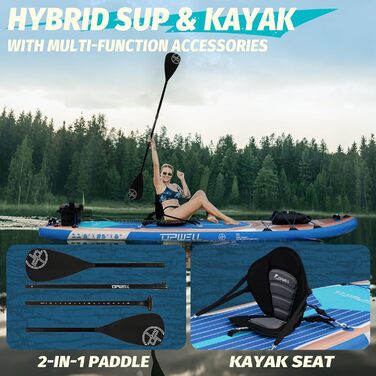 SUP дошка Upwell 350x89 см з сидінням, надувна для дорослих та підлітків, Cypress Blue. Комплект: рюкзак, весло, ліш, насос, плавники.