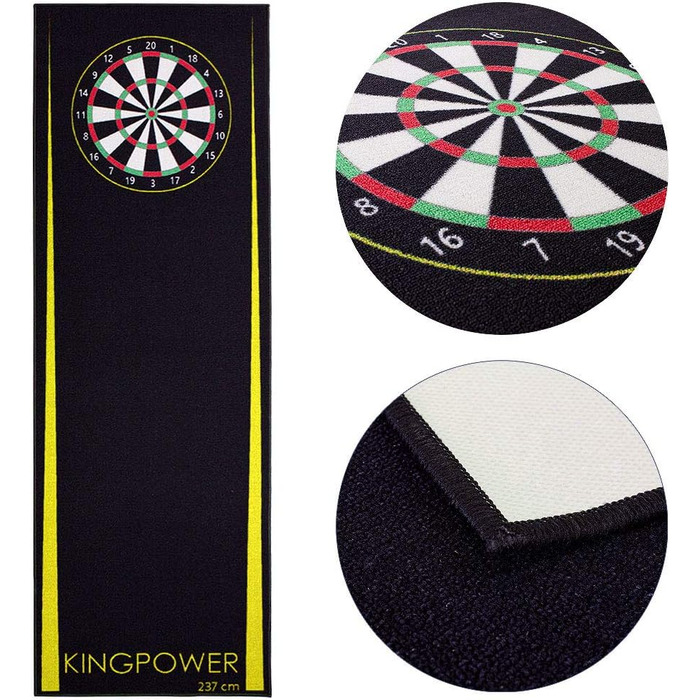Dart-килимок Kingpower для турнірів, жовтий, 237x80 см, захист підлоги, аксесуари для дартсу, килимок із лінією кидка, дизайн 03