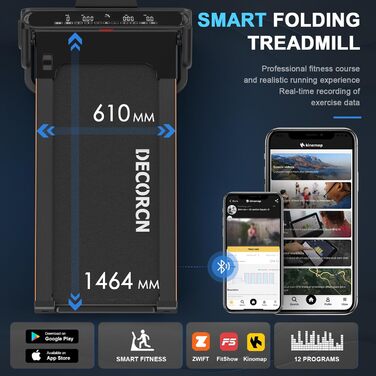Бігова доріжка для дому Laufband 4.5 к.с., до 16 км/год, складний, Bluetooth, до 150 кг – професійна, чорна