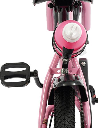 Дитяче велосипед 12 дюймів з регульованою висотою сідла, для дітей 2-5 років. Тренувальний велосипед з додатковими колесами, кошиком та пляшкою. Підходить для дівчаток та хлопчиків (Рожевий)