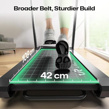UREVO Складне бігове полотно для дому, Walking Pad з LED-дисплеєм, автоматичним нахилом до 9%, регульованим столом, керуванням через APP, тихе, до 120 кг, для домашнього офісу