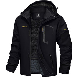 Чоловіча тепла куртка GEMYSE для катання на лижах, вітронепроникна, водонепроникна, дихаюча, з багатьма кишенями, для активного відпочинку на природі, зимова куртка з капюшоном, чорна, 3XL