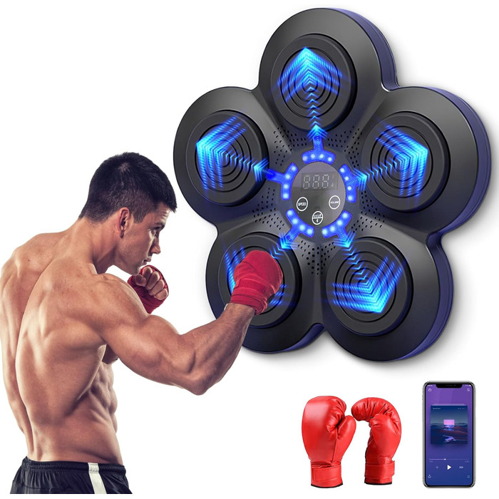 Музична боксерська машина з Bluetooth, LED-підсвічуванням та регулюванням інтенсивності, для дорослих та дітей, для зняття стресу