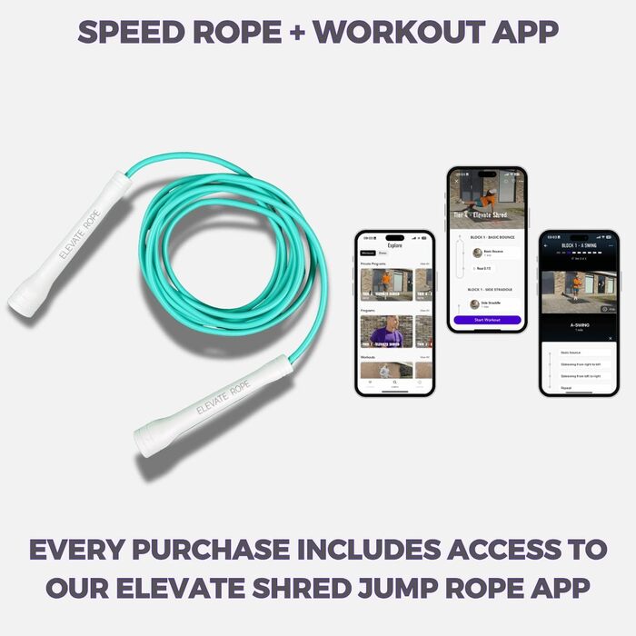 Стрибкове канат Elevate Speed Rope MAX: професійний, міцний PVC з нейлоновою серцевиною, 5 мм, до 3 метрів, турквоаз