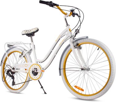 Дівчача дитяча велосипед Sun Baby 20 дюймів, серце, 6 швидкостей Shimano, для дівчаток 6-10 років, білий/золотий