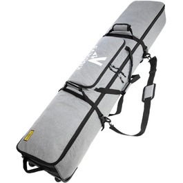 Скі-сумка на колесах для подорожей, м'яка подвійна скі-сумка для 2 пар лиж до 175 або 190 см, сіра (175 см)