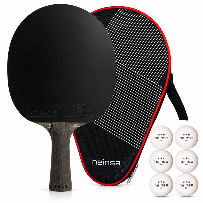 Ракетка для настільного тенісу Carbon Profi ITTF, чорна, з горіха, преміум-упаковка + 6 м'ячів (3 зірки)