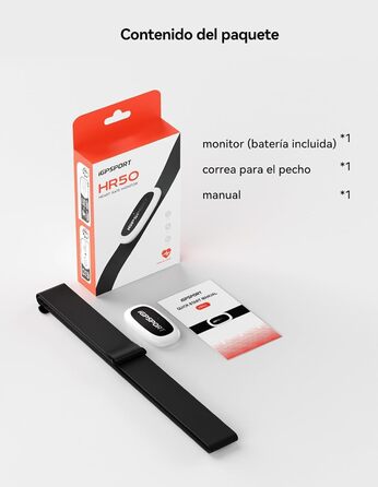 Пульсометр iGPSPORT HR40 Bluetooth ANT+ з нагрудним датчиком для бігу, велоспорту, фітнесу, сумісний з Garmin, Polar, Wahoo (білий)