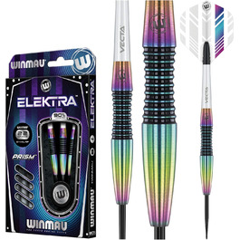 Дартси WINMAU Elektra 90% вольфрам, Urban Grip, 22–26 г, призматичні флайти, Vecta-шафти, Match Weighed, торпедоподібний профіль