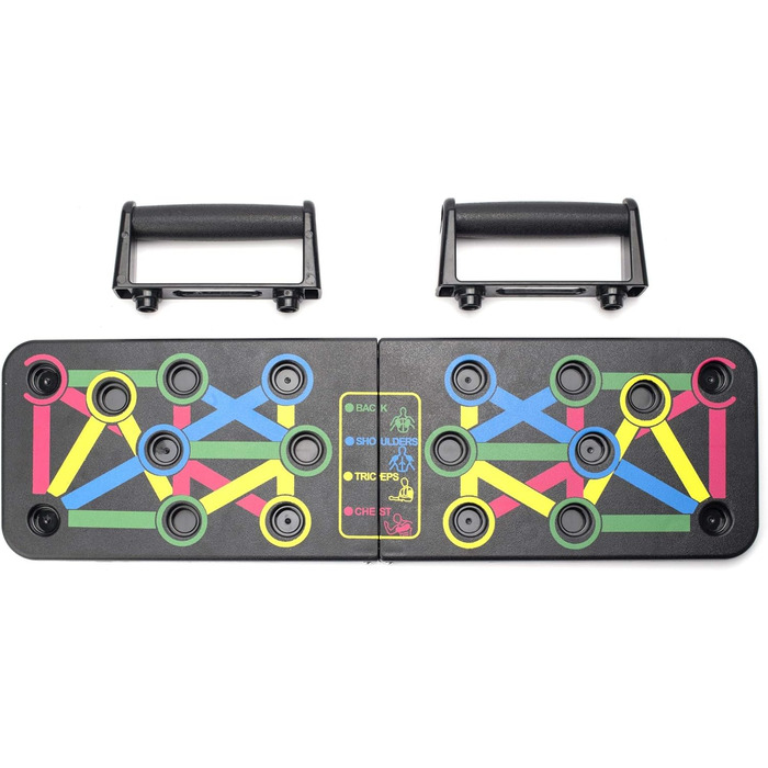 JL Sport Тренажер для віджимань 14-в-1 Push-Up Rack Board для дому та фітнесу, чорний, багатокольоровий